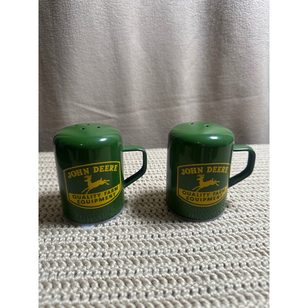 John Deere Salt and Pepper Shaker Set Green Quality Farm Equipment Mug Style